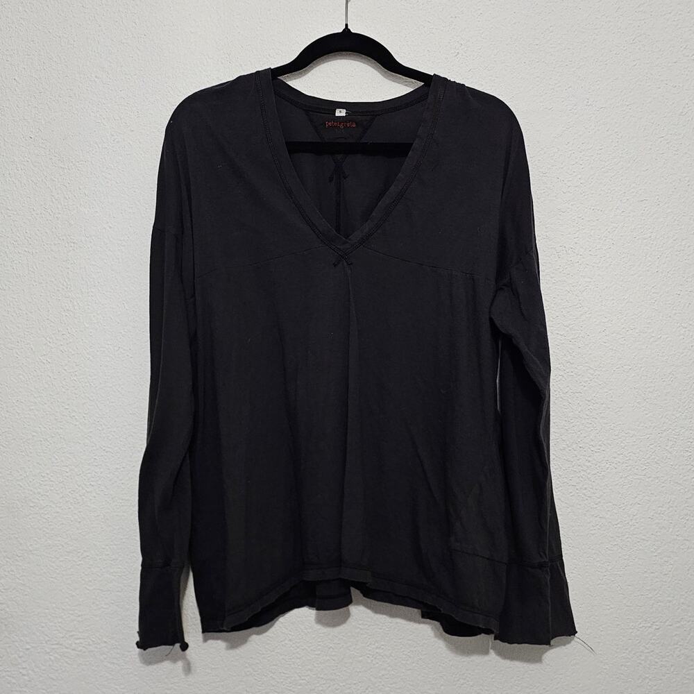 Pete Greta Dark Gray Black Long Sleeve Shirt Women Small Pima Cotton Lagenlook